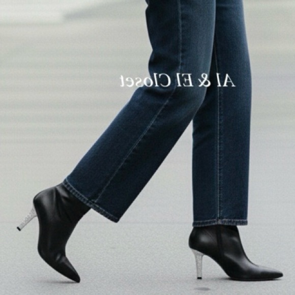 MICHAEL Michael Kors Shoes - Michael Kors Halle Black Leather Bootie 7M | Crystal Stiletto Heel | New in Box